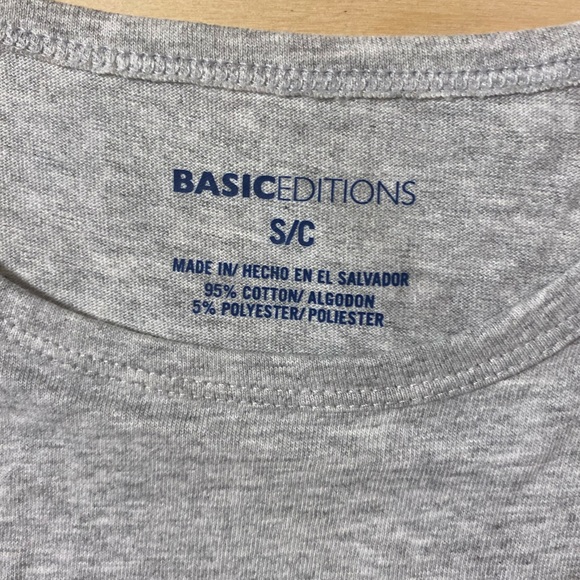 Basic Editions Heather Gray Tee Small (QB) - Picture 4 of 7
